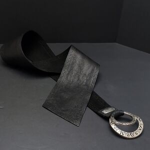 Brighton Women's Black Soft Suede Double Buckle Belt.M.